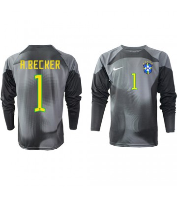 Brazylia Alisson Becker #1 Bramkarskie Koszulka Podstawowych MŚ 2022 Długi Rękaw